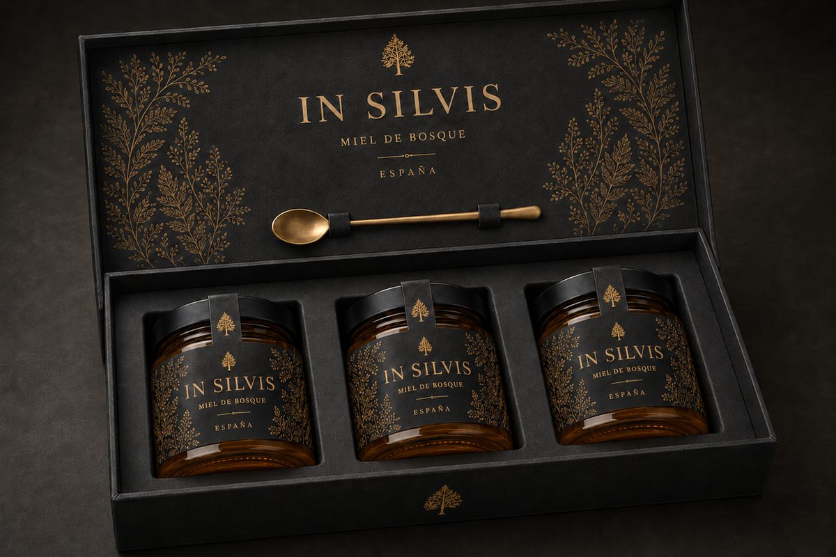 Estuche Trío de IN SILVIS con tres tarros y cucharilla de cata