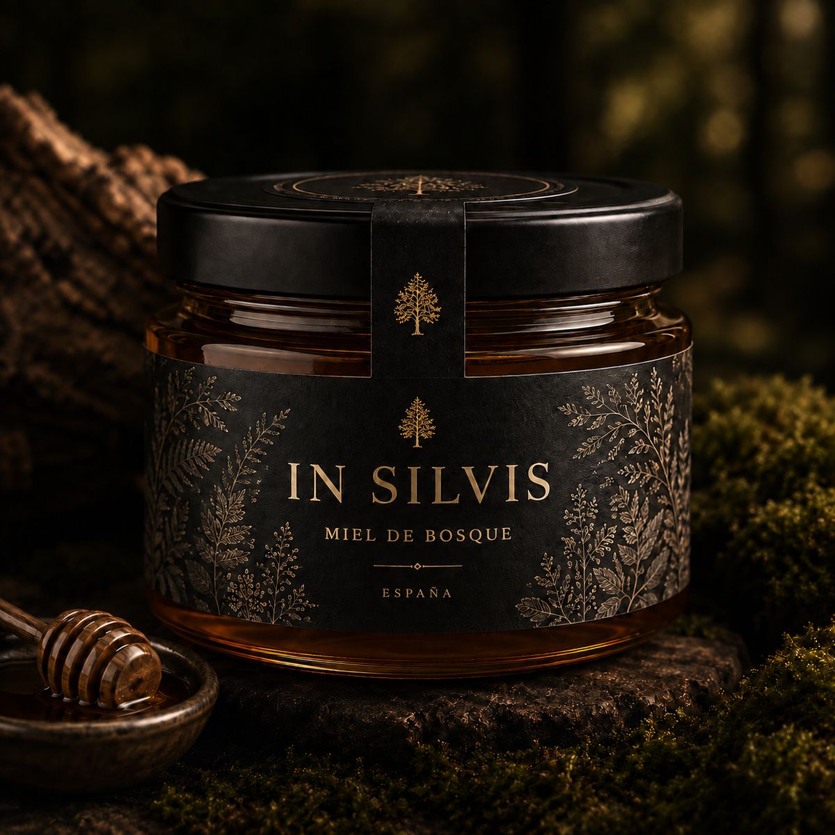 Tarro de 300 g de IN SILVIS, miel de bosque 100% cosechada en España
